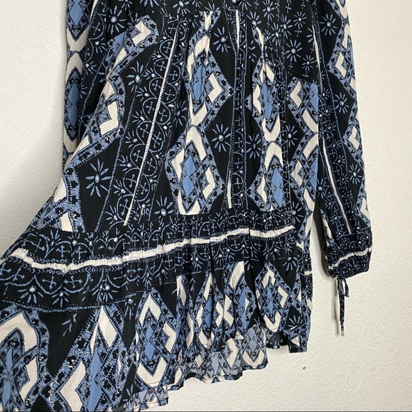 Free People Paisley Tunic Long Fit Blue Top - Picture 5 of 8